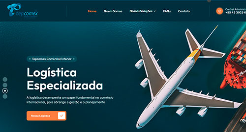 Print do site TEPComex desenvolvido pela Elemento Digital, especializado em logística internacional e comércio exterior.