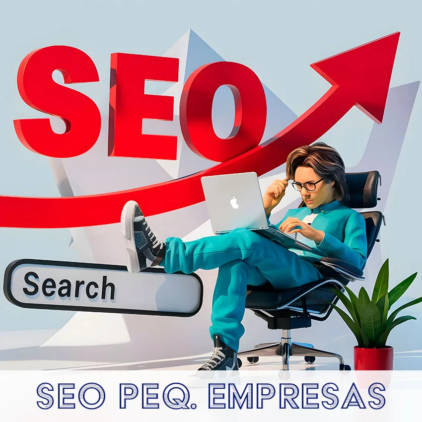 Empresária sorridente usando notebook com gráficos de SEO, representando pequenas empresas