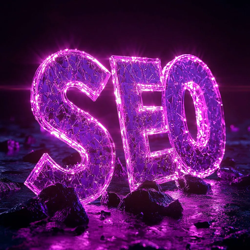 Erro de SEO para pequenas empresas ilustrado em imagem neon