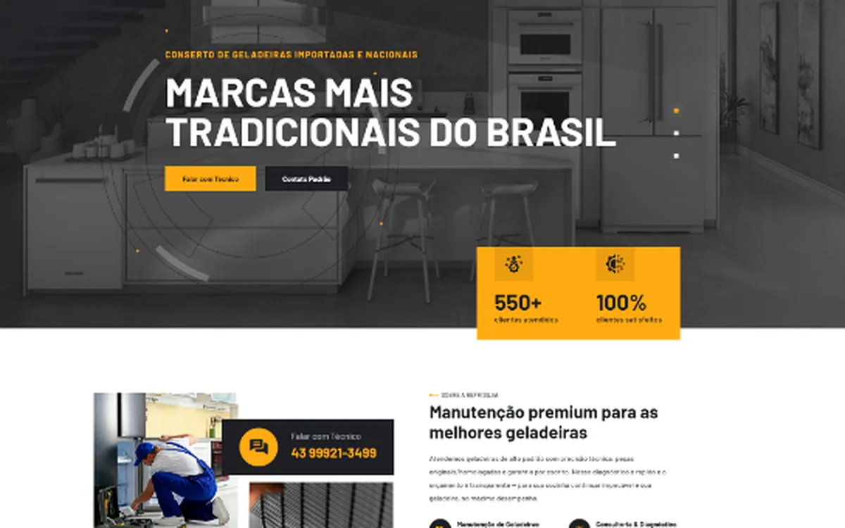 Projeto Refrisilva Manutenções - site de serviços com foco em captação de leads