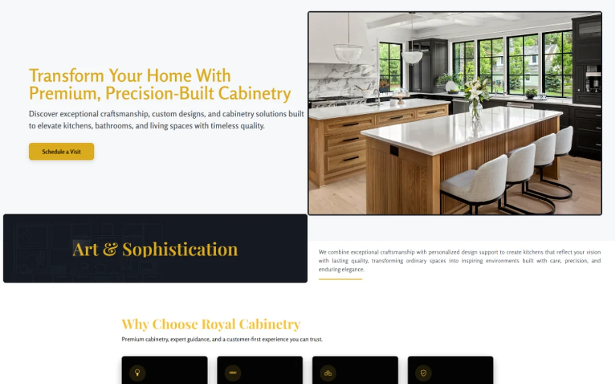 Projeto Royal Cabinetry - site premium com foco em conversão e performance