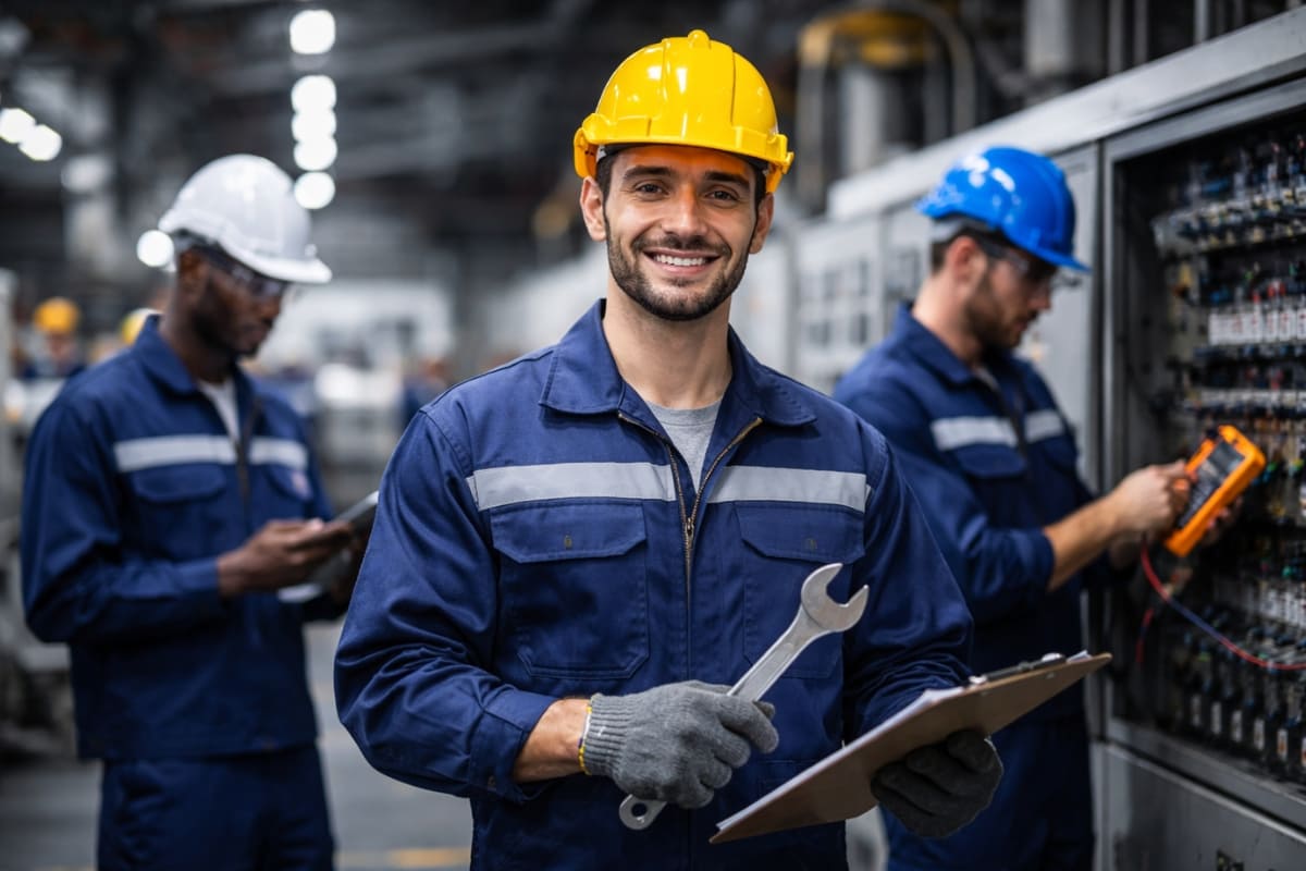 Equipe ou operação de manutenção industrial