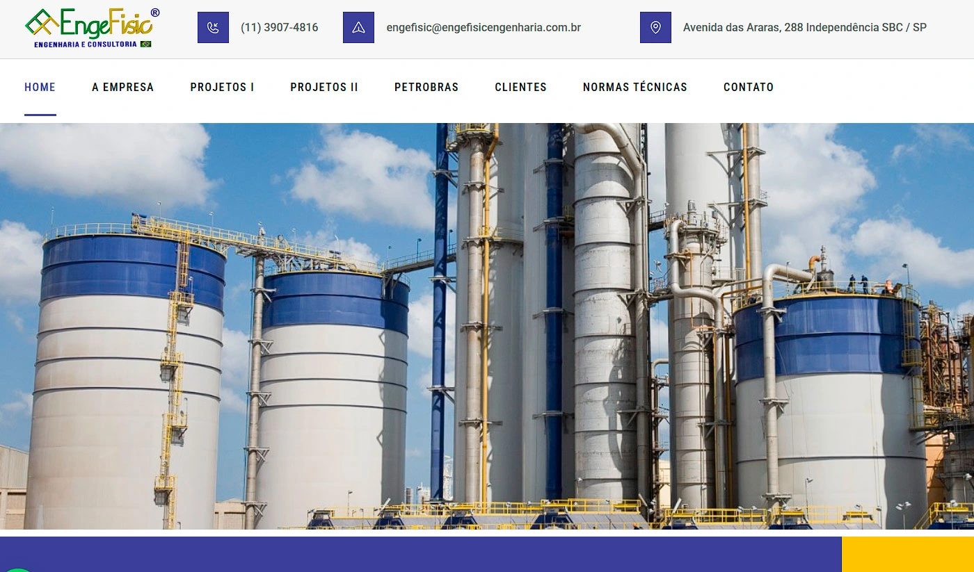 Projeto Engefisic Engenharia desenvolvido pela Elemento Digital