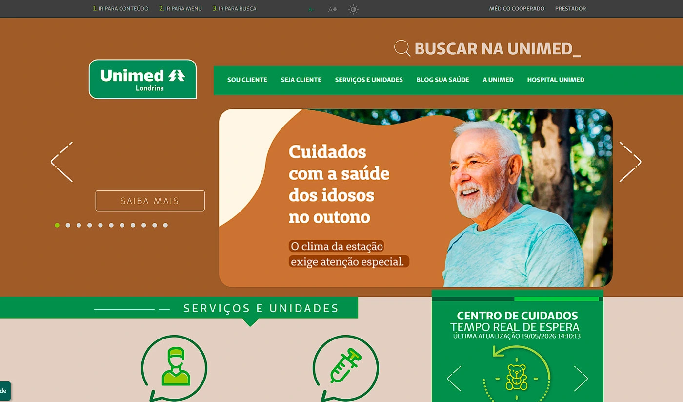 Projeto Unimed Londrina desenvolvido pela Elemento Digital