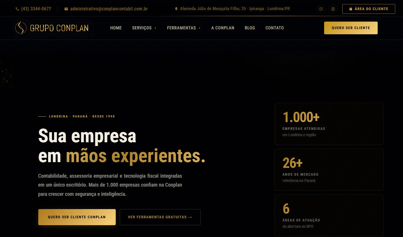 Projeto Conplan Contábil desenvolvido pela Elemento Digital