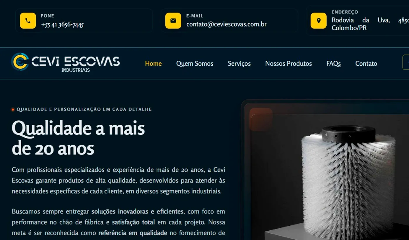 Projeto Cevi Escovas desenvolvido pela Elemento Digital